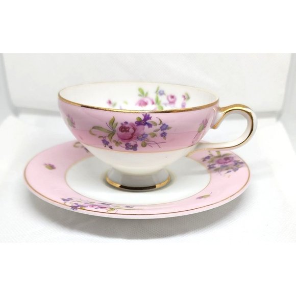 Pink Floral Gold Trim N-C-349 Vintage Teacup & Saucer - Elegant Collectible Set - Picture 5 of 14